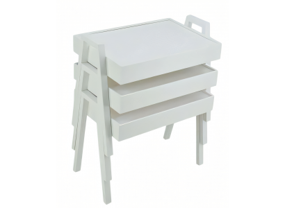 Moderner weißer Holztisch-Set in elegantem Design