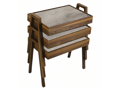 Moderner grauer Holz-Couchtisch-Set für Wohnzimmer