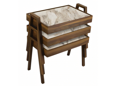 Elegantes Beigefarbenes Couchtisch-Set aus Holz im modernen Stil