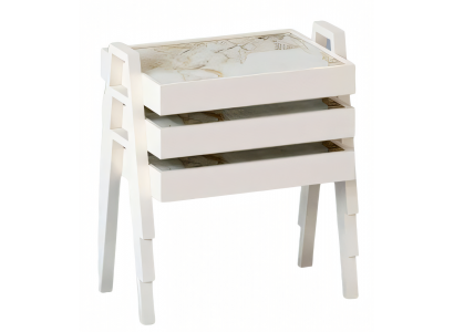 Elegantes weißes Couchtisch-Set aus Holz im modernen Design