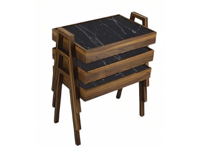 Elegantes schwarzes Couchtisch-Set aus Holz im modernen Design