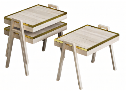 Elegantes Beiges Holz Couchtisch-Set im modernen Stil