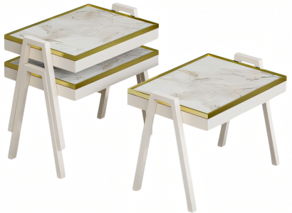 Weißes Holz Couchtisch-Set modern elegant