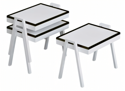 Elegantes weißes Couchtisch-Set aus Holz modernes Design