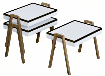 Elegantes weißes Couchtisch-Set aus Holz im modernen Stil