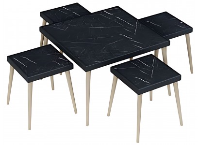 Elegantes schwarzes Wohnzimmer-Set aus Holz mit modernem Design