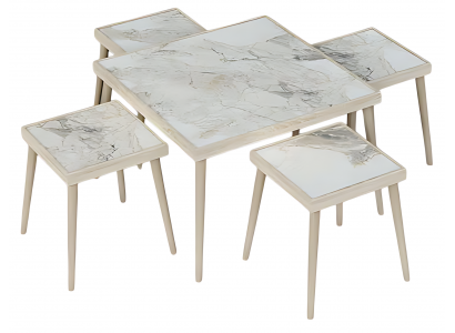 Elegantes Wohnzimmer-Set in Beige aus Holz und MDF