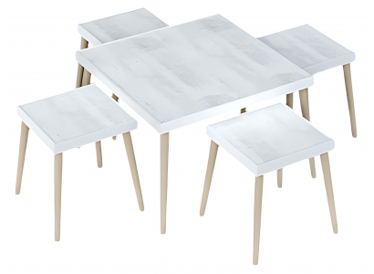 Elegantes weißes Wohnzimmer-Set aus Holz und MDF