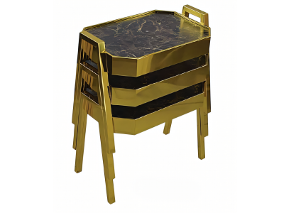 Elegantes schwarzes Couchtisch-Set aus Holz für modernes Wohnzimmer