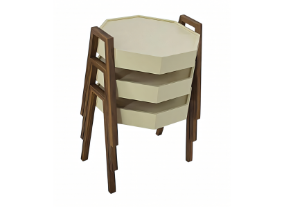 Elegantes Beiges Holz Couchtisch-Set Modern Wohnzimmermöbel