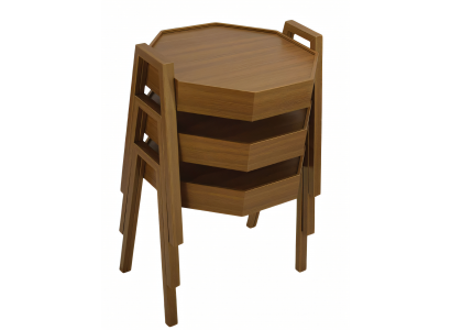 Elegantes Couchtisch-Set aus Holz in warmem Braunstil