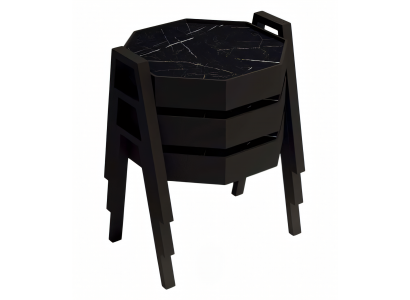 Schwarzes Holz Couchtisch-Set Modern Elegant Wohnzimmermöbel