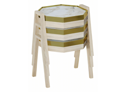 Elegantes Beigefarbenes Couchtisch-Set aus Holz im modernen Stil