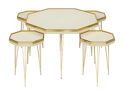 Modernes Wohnzimmer-Set Weiß MDF Edelstahl elegant
