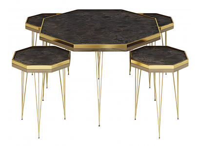Modernes Wohnzimmer-Set Schwarz Edelstahl MDF Elegant