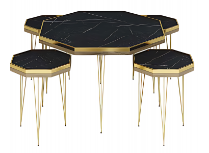 Elegantes Wohnzimmer-Set Schwarz MDF Edelstahl modern