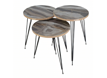 Elegantes graues Couchtisch-Set aus Holz und Metall