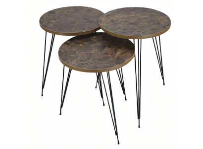 Elegantes braunes Couchtisch-Set aus Holz und Metall