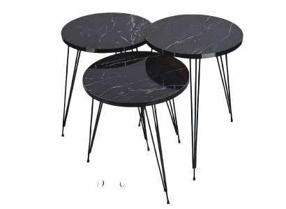 Elegantes schwarzes Couchtisch-Set aus Holz und Metall