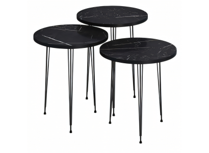 Elegantes schwarzes Couchtisch-Set aus Holz und Metall