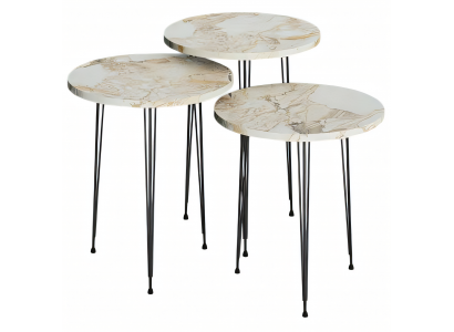 Elegantes Beiges Couchtisch-Set aus Holz und Metall