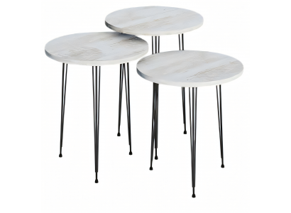 Elegantes Beigefarbenes Couchtisch-Set aus Holz und Metall
