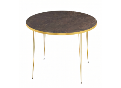 Moderner Couchtisch aus Holz in Braun mit Edelstahl-Details