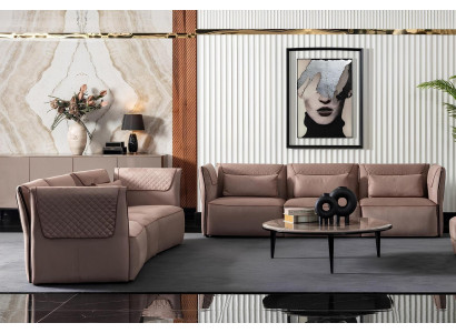 Modernes Wohnzimmer Set aus Textil in Beige