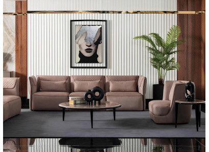 Modern beige Textilsofa und Sessel im Wohnzimmer Set
