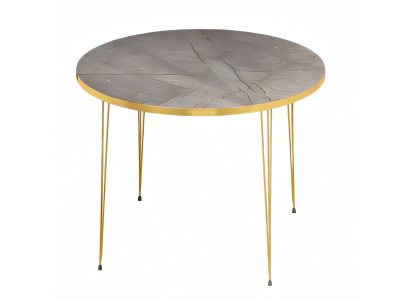 Moderner grauer Couchtisch aus Holz und Edelstahl