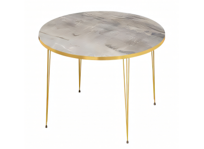 Moderner grauer Couchtisch aus Holz mit Edelstahlrahmen