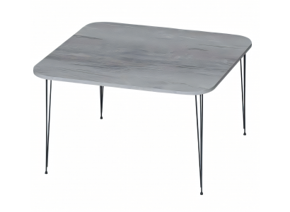 Moderner grauer Couchtisch aus Holz und Edelstahl