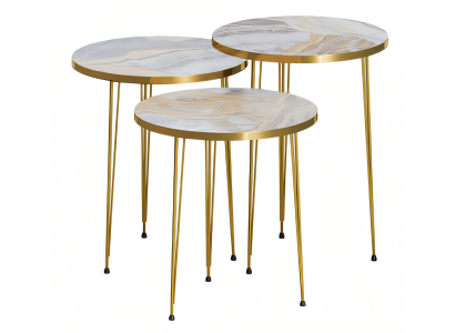 Moderner grauer Couchtisch aus Holz und Edelstahl
