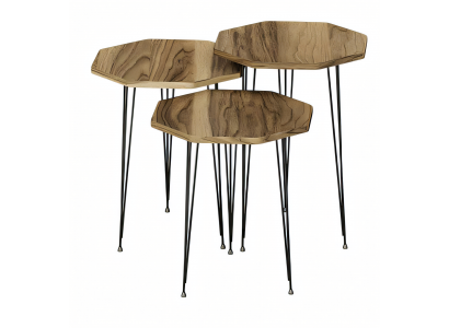 Moderner brauner Couchtisch aus Holz und Metall