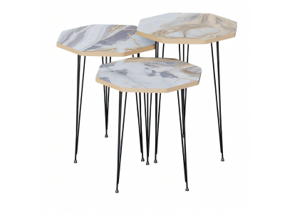 Moderner grauer Couchtisch aus Holz und Metall