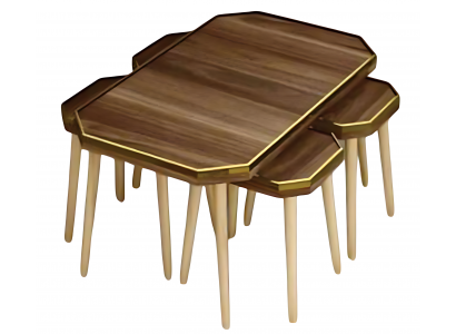 Elegantes Wohnzimmer-Set aus Holz in Braun mit Goldakzenten