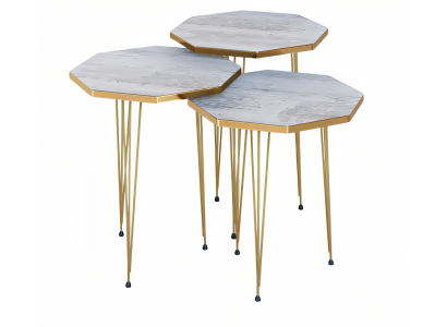 Elegantes graues Metall Couchtisch-Set modern und stilvoll