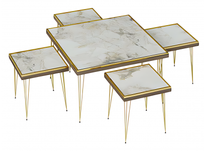 Modern Wohnzimmer-Set in Beige aus MDF und Edelstahl