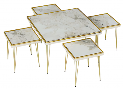 Wohnzimmer-Set in Beige aus MDF und Edelstahl modern und elegant