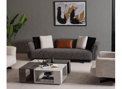 Graues 4-Sitzer-Sofa aus Holz und Textil modern