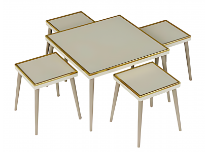 Elegantes Wohnzimmer-Set in Beigem Holz und Edelstahl