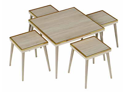 Elegantes Wohnzimmer-Set in Beigem Holz und Edelstahl
