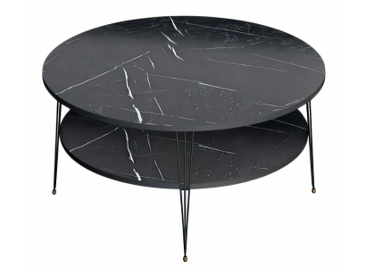 Eleganter schwarzer Couchtisch aus Holz mit Edelstahl-Design