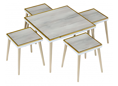 Elegantes graues Wohnzimmer-Set aus Holz und Edelstahl