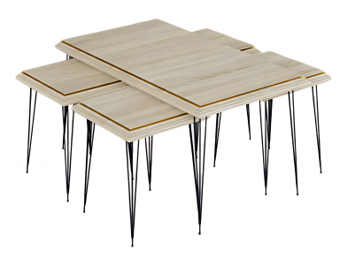 Eleganter Beigefarbener Couchtisch mit Beistelltischen aus MDF