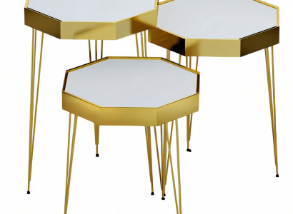 Weiße Holz Beistelltische im minimalistischen Design