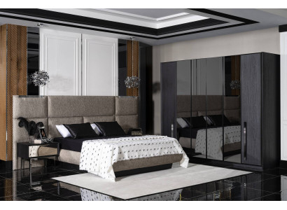Design Komplett Möbel Moderne Schlafzimmer Bett 2x Nachttische Kleiderschrank