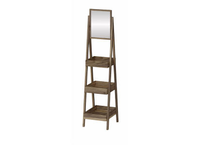Elegantes braunes Holzregal mit Spiegel modern, stilvoll