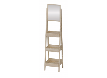 Elegantes Beiges Regal mit Spiegel aus Holz und Glas