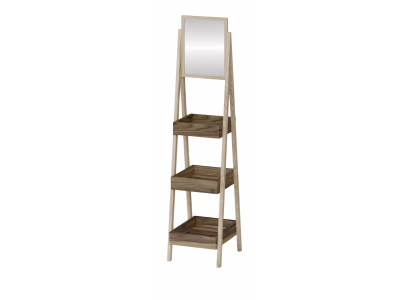 Elegantes Holzregal mit Spiegel in Beigeton für Wohnzimmer und Flur